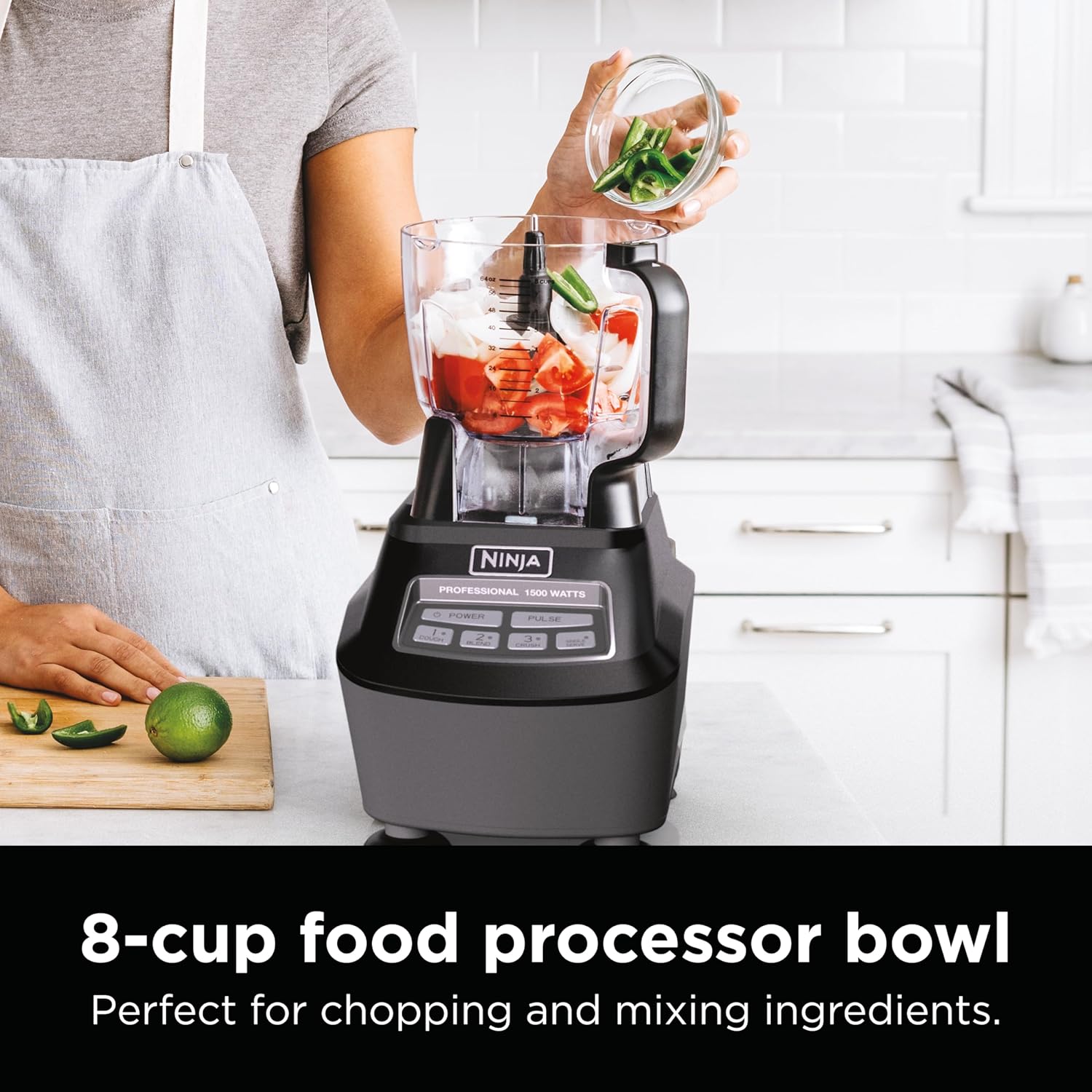 2026 2025 Ninja Mega Kitchen System, 1500W, Blender XL 72 oz et Robot Culinaire 8 Tasses avec (2) Gobelets To-Go 16 oz, Technologie Total Crushing - Smoothies, Glace Pilée, Purées, Pâte & Plus, Noir, BL770