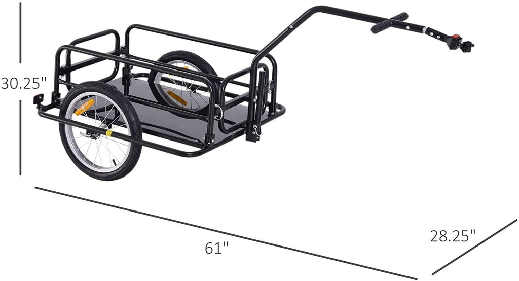 2026 Aosom Faltbarer Fahrradanhänger mit Anhängerkupplung, 36 kg Tragkraft, 40,6 cm Räder, schwarz