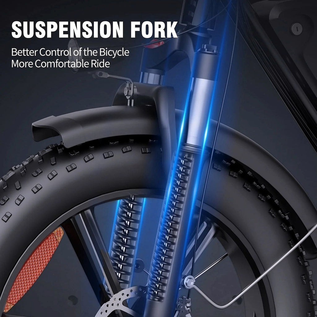 2026 Vélo Électrique pour Adultes, 750W, Autonomie de 30 à 70 Miles, Batterie Amovible 48V 15Ah, Fat Bike 20" x 4.0, 2 Places avec Fourche Suspendue, Certifié UL2849