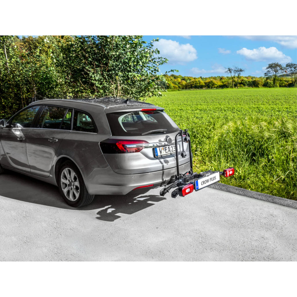 2026 2025 Porte-vélos EUFAB CROW PLUS pour Attelage – Transport de 2 vélos / Vélos électriques jusqu'à 50 kg, Pliable