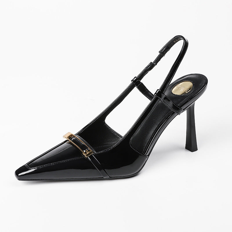 Sandales en cuir verni printemps été talon haut pour femme