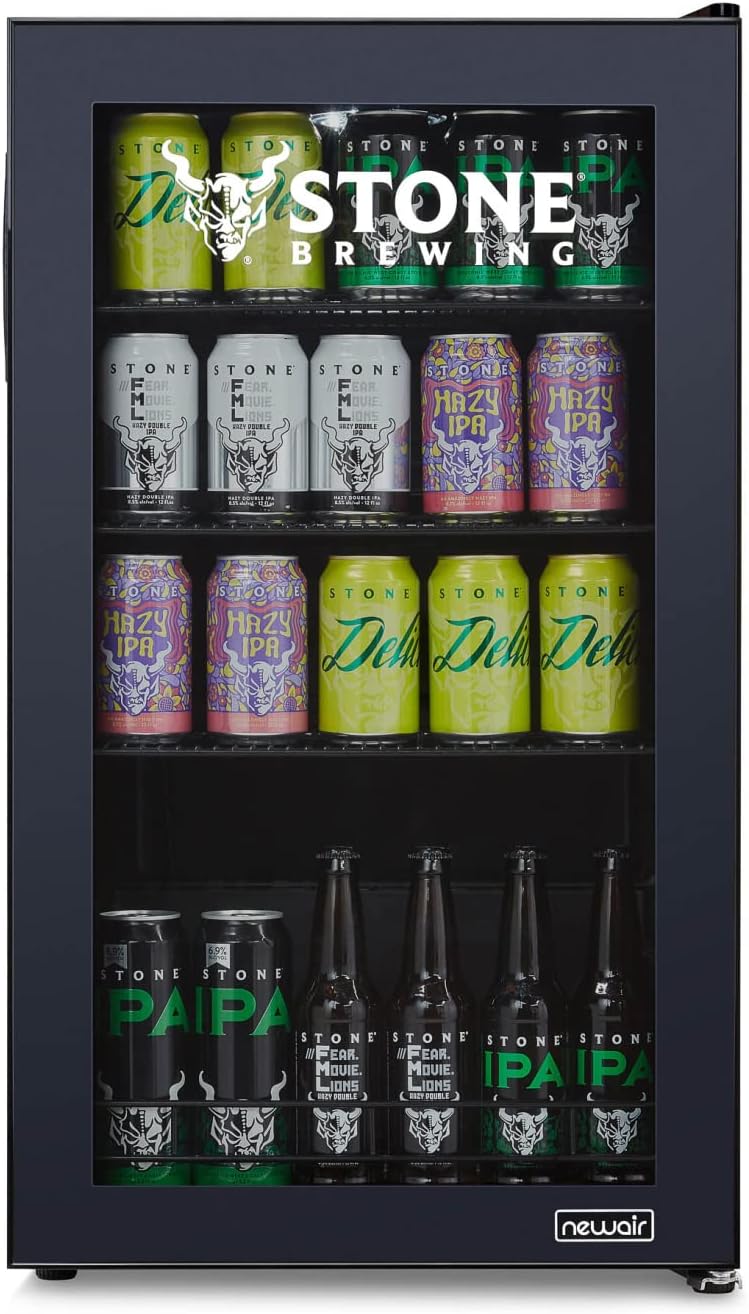 2026 Getränkekühlschrank | Freistehender Kühlschrank für 126 Dosen mit Glastür mit Scharnier rechts | Mini-Getränkekühlschrank, perfekt für Bier, Wein, Limonade und kühlere Getränke