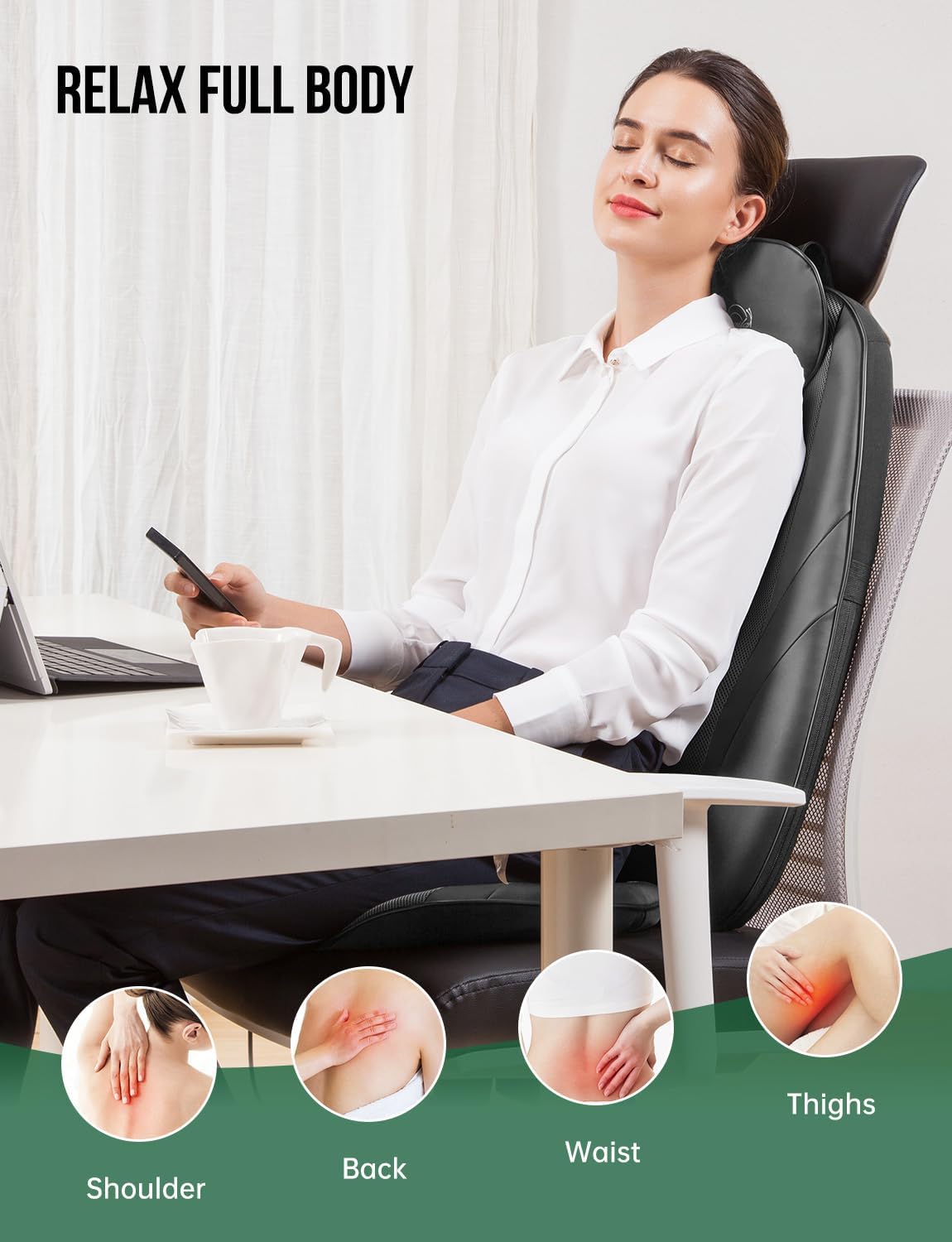 2026 2025 Coussin de Massage Shiatsu Snailax avec Chaleur – Coussin de Fauteuil Massant pour Dos, Massage Kneading pour Maison et Bureau