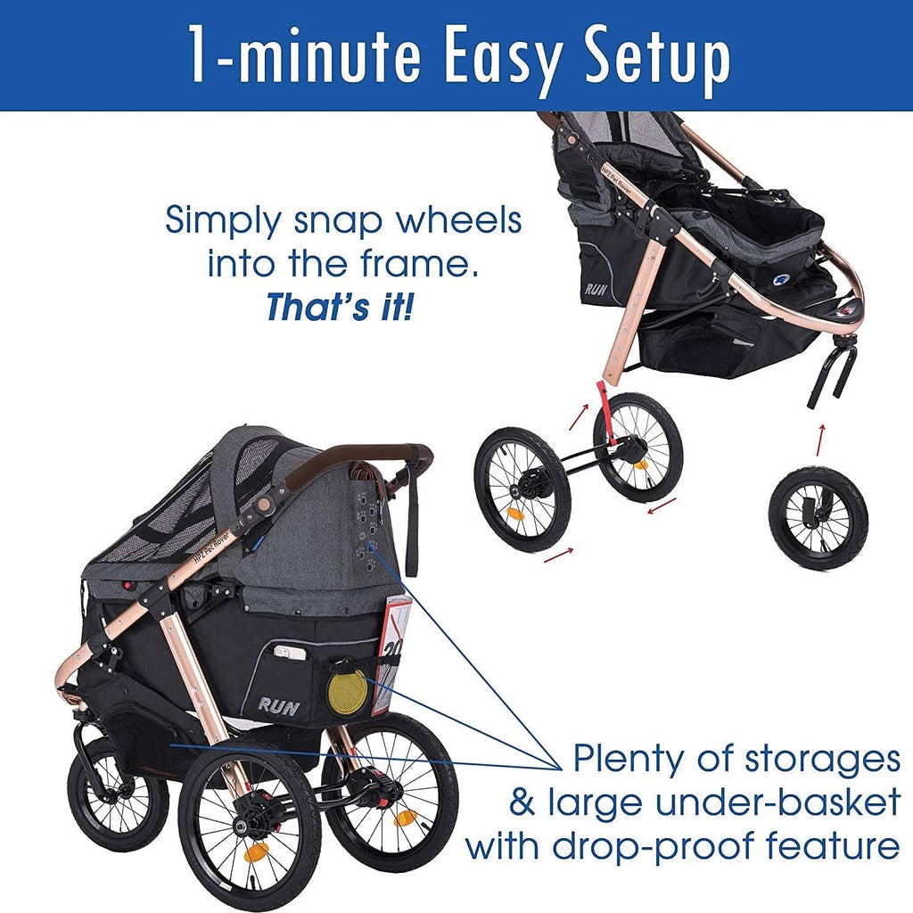 2026 Buggy de jogging sportif pour animaux avec roues en caoutchouc confort