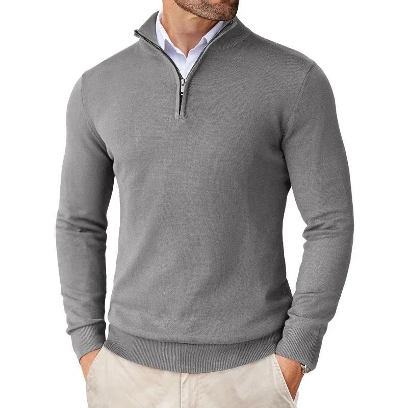 Polo zippé ultra-fin léger manches longues décontracté pour homme