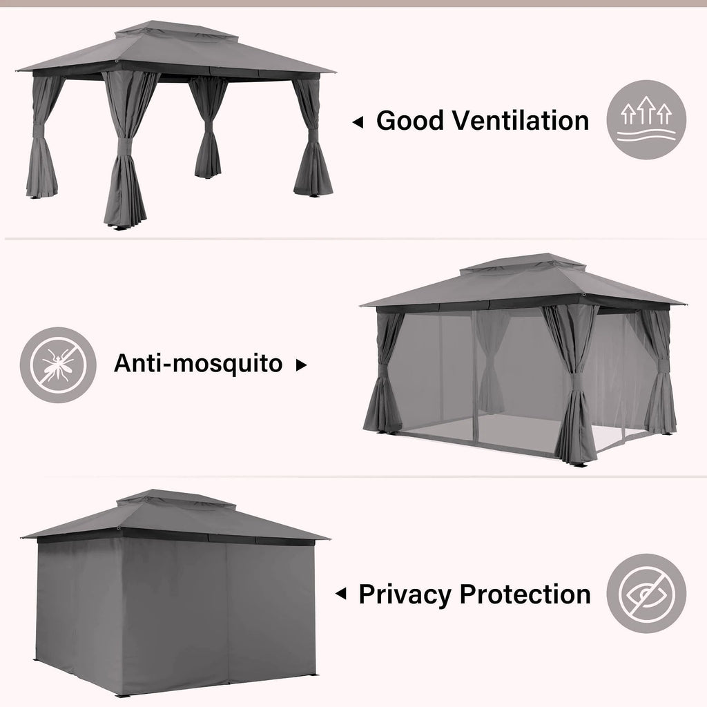 2026 Pavillon de jardin extérieur LAUSAINT HOME 10 × 13 ft avec boulons d’ancrag