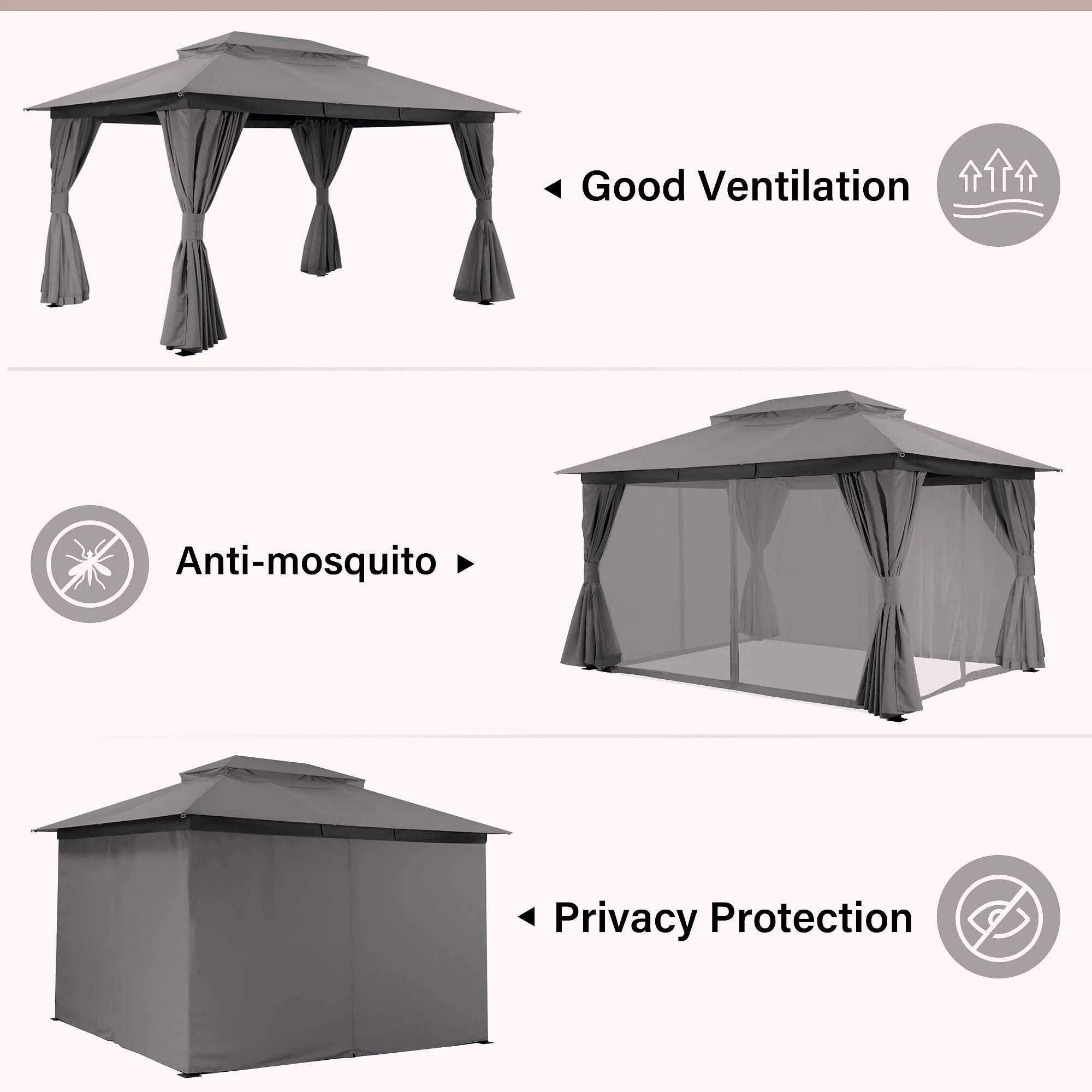 2026 Pavillon de jardin extérieur LAUSAINT HOME 10 × 13 ft avec boulons d’ancrag