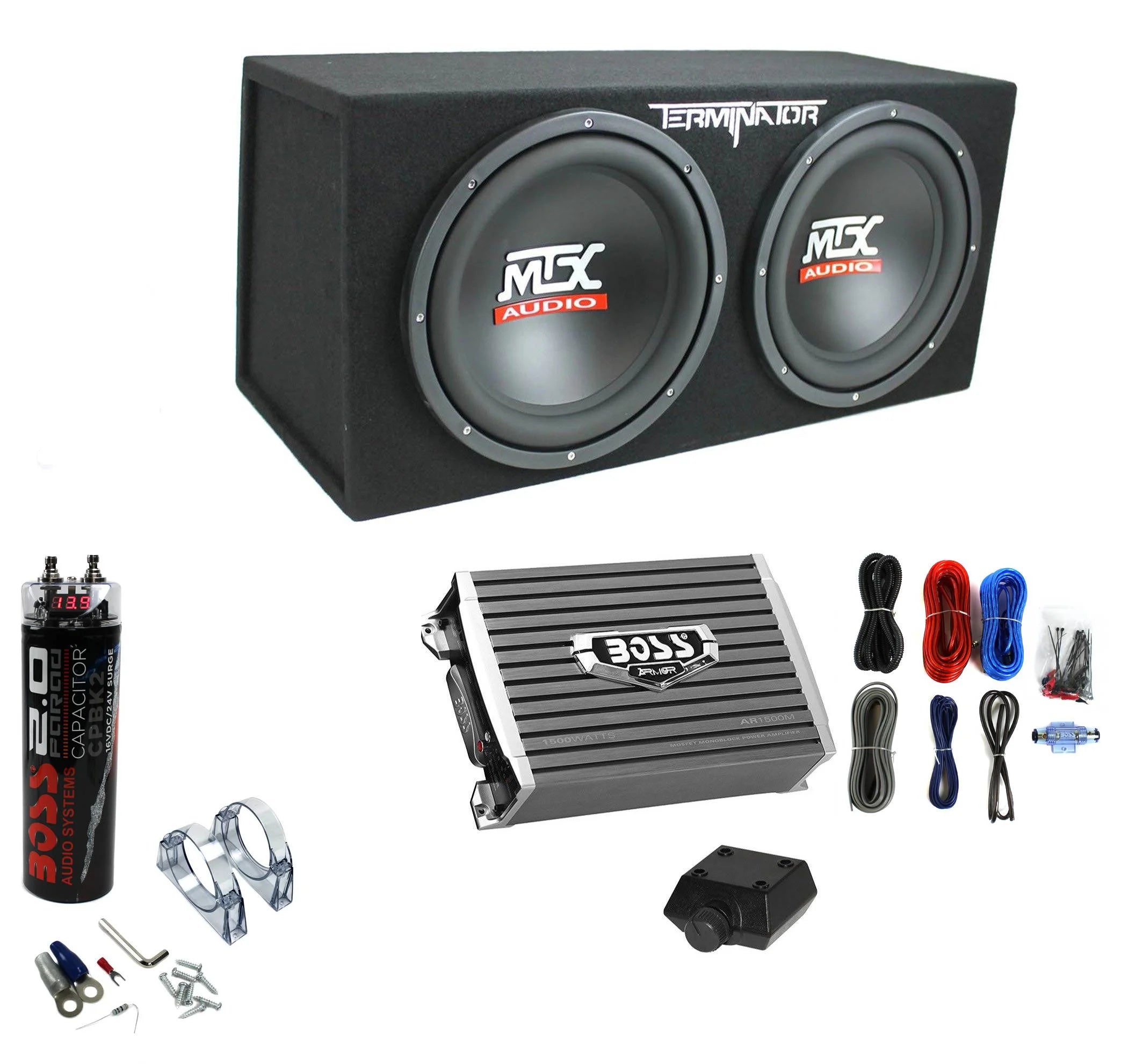 2026 MTX TNE212D 12″ 1200W Dual Subwoofer Box mit 1500W Monoblock-Verstärker & 2-Farad-Kondensator