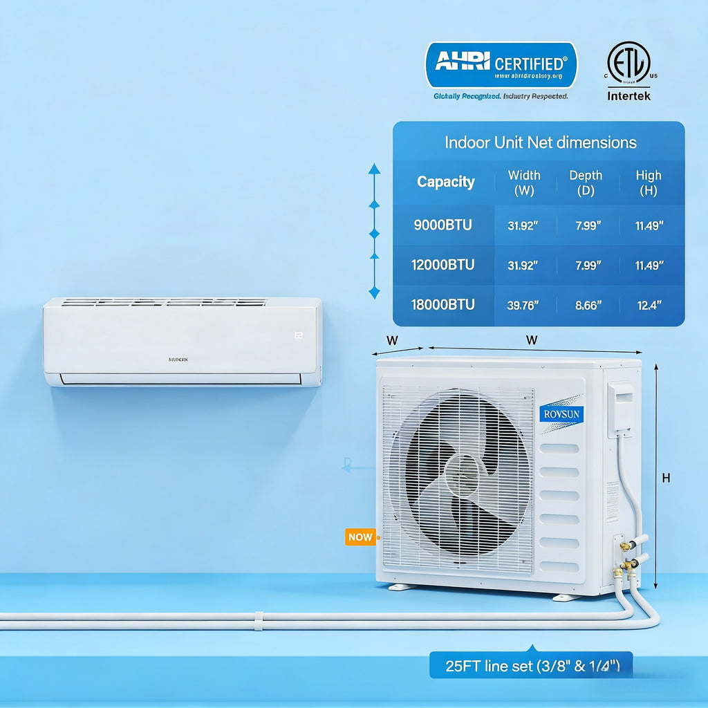 2026 3 Zone 9,000 + 9,000 + 12,000 / 28,000 BTU Wifi Mini Split Air Conditioner Ductless 20 SEER2 230V with Heat Pump & 25Ft Install Kit