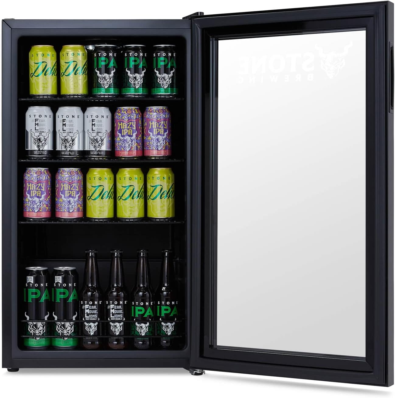 2026 Getränkekühlschrank | Freistehender Kühlschrank für 126 Dosen mit Glastür mit Scharnier rechts | Mini-Getränkekühlschrank, perfekt für Bier, Wein, Limonade und kühlere Getränke