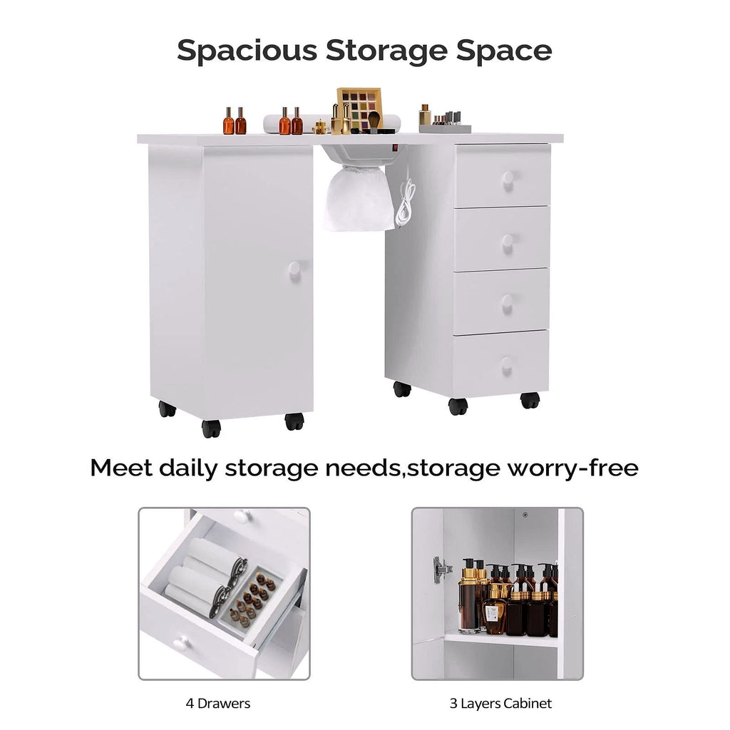 2026 Table de Manucure OmySalon avec Aspirateur Électrique Intégré (Système d’Aspiration Downdraft)
