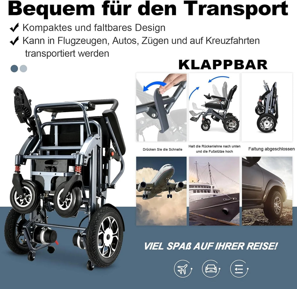 2026 WEYRAL 50cm Breite Sitz Elektrischer Rollstuhl für Erwachsene,mit Schutzhülle, Leichter Elektro Rollstuhl bis 150kg,40km Lange Elektrorollstuhl, Elektro Rollstuhl für Senioren