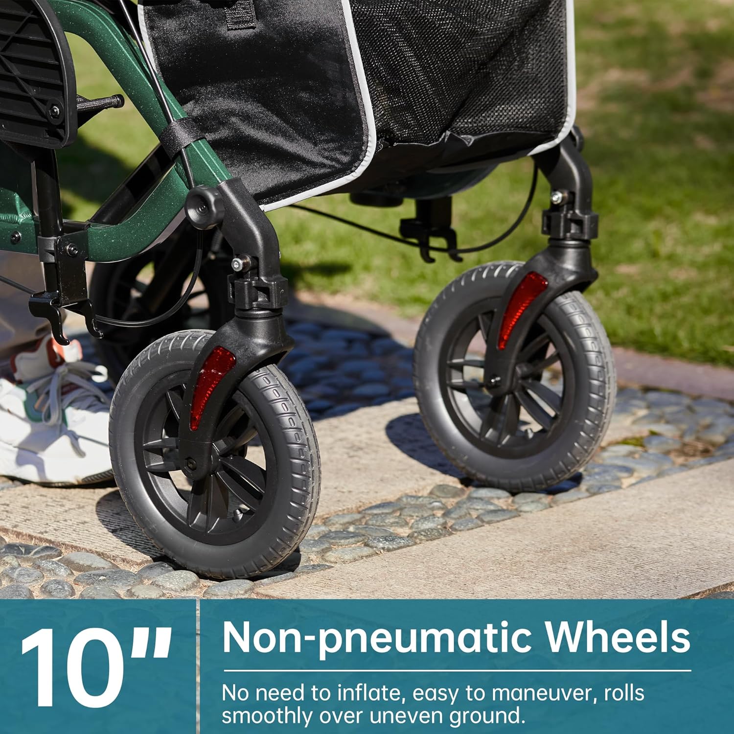 2026 Geländegängiger 2-in-1-Rollator und Transportstuhl, zusammenklappbarer Rollstuhl mit luftlosen 10-Zoll-Rädern für Senioren, umkehrbare Rückenlehne und abnehmbare Fußstützen, blau