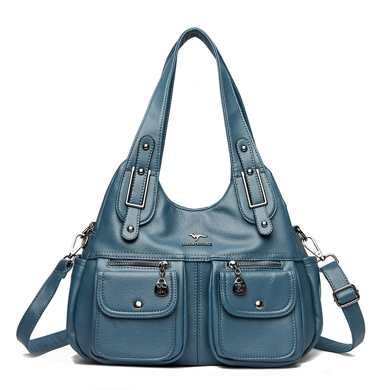 Sac à main grande capacité couleur unie pour femme