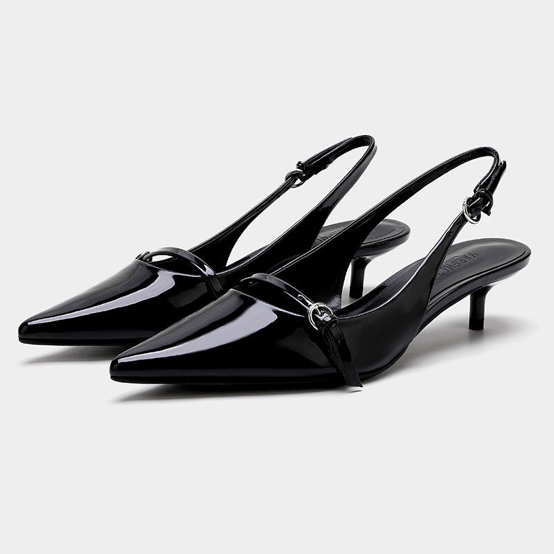 Mules slingback bout pointu rétro bordeaux rouge élégant pour femme