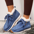 Bottes hiver à lacets daim chaud doublure peluche pour femme