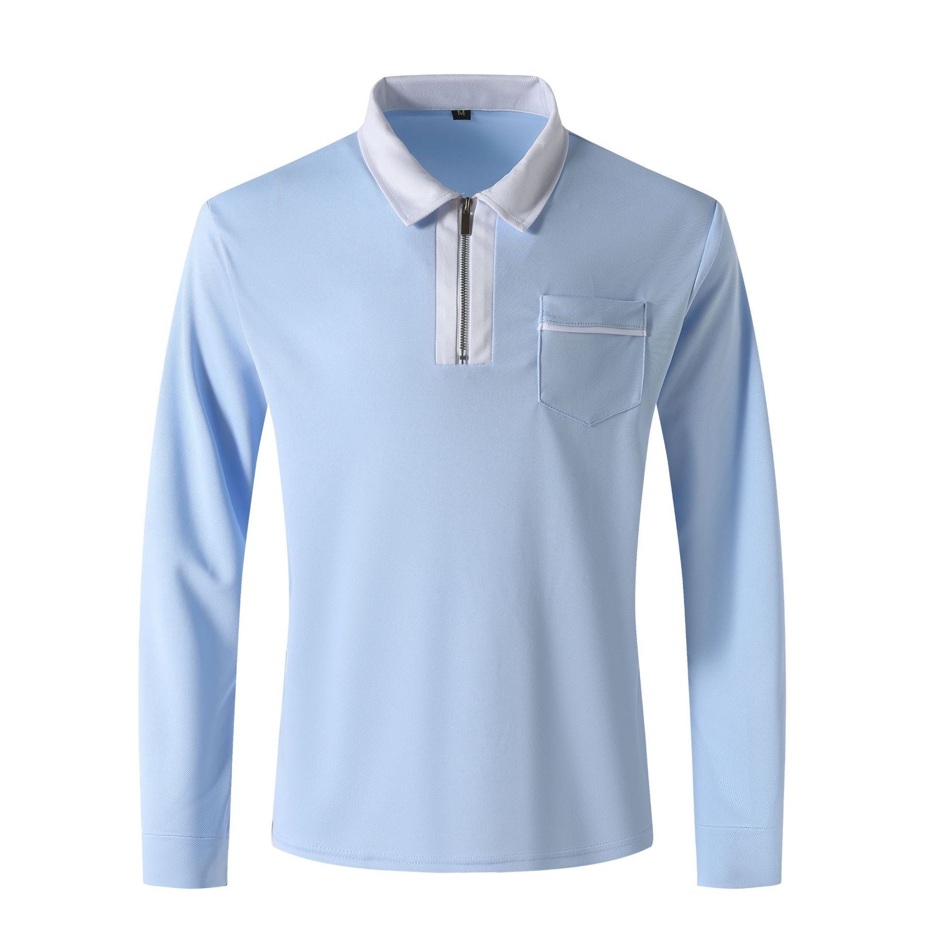 Men's Long Sleeve Zipper Polo Shirt Casual Lapel Henley Style - LAKD London