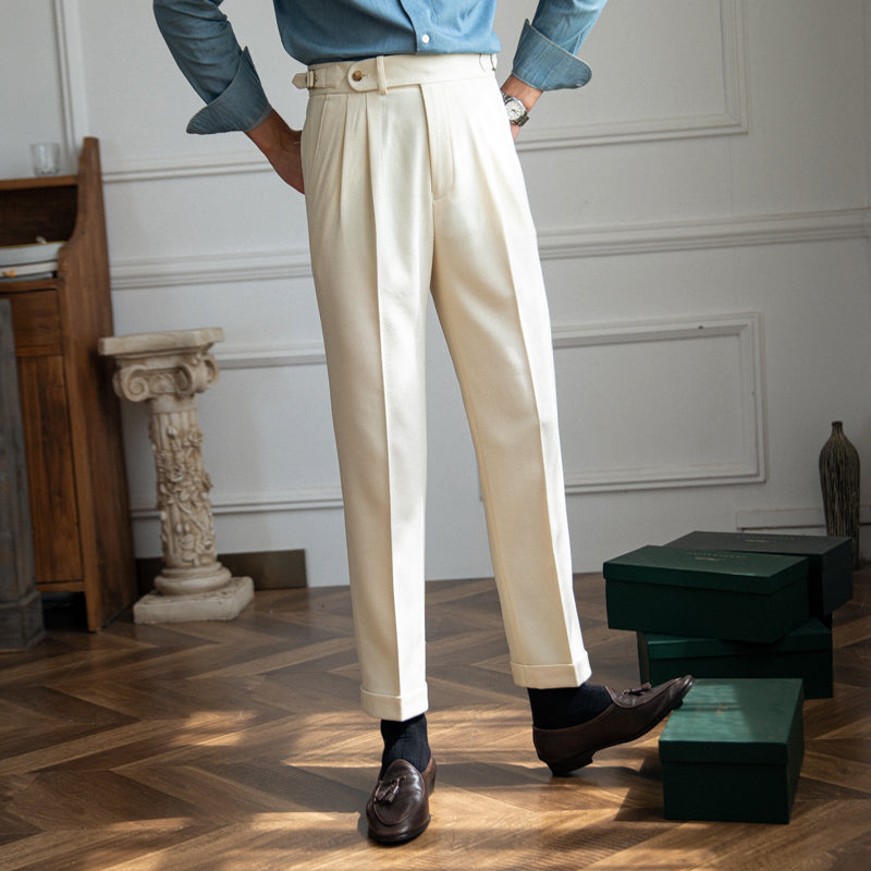 Pantalon style classique chic taille haute jambes droites décontracté pour homme