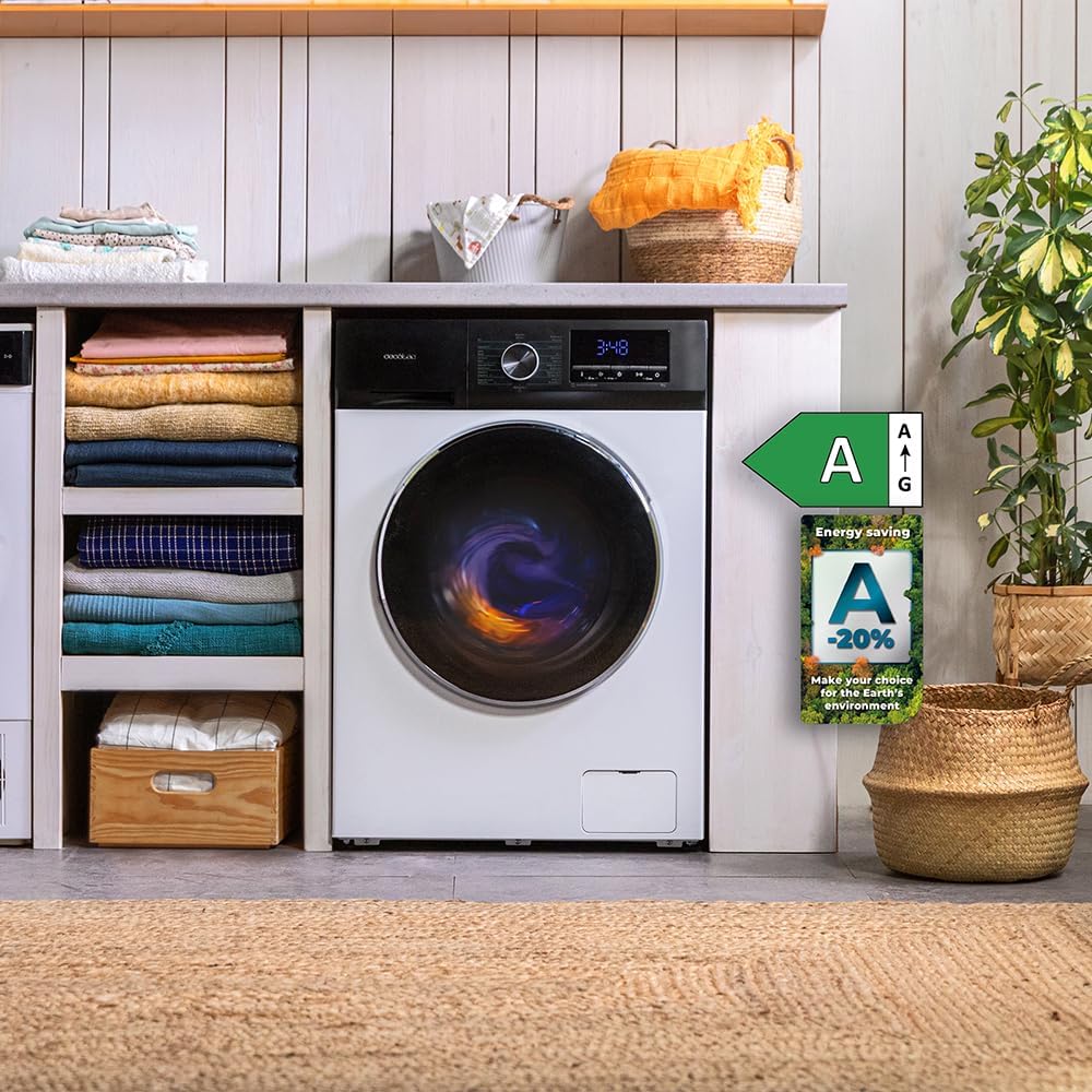 2026 Cecotec Bolero Dresscode 10500 Inverter Steel A. Lave-linge 10 kg Steel, 1400 tr/min, Moteur Inverter Plus, Vapeur, Classe A.