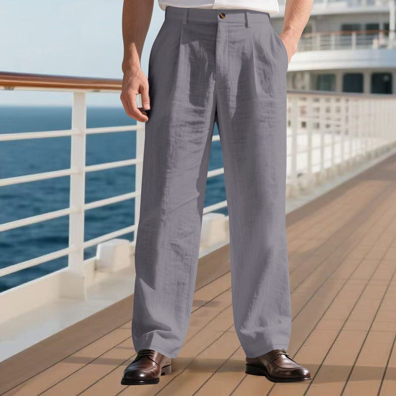 Pantalon droit en lin professionnel confortable élégance pour homme
