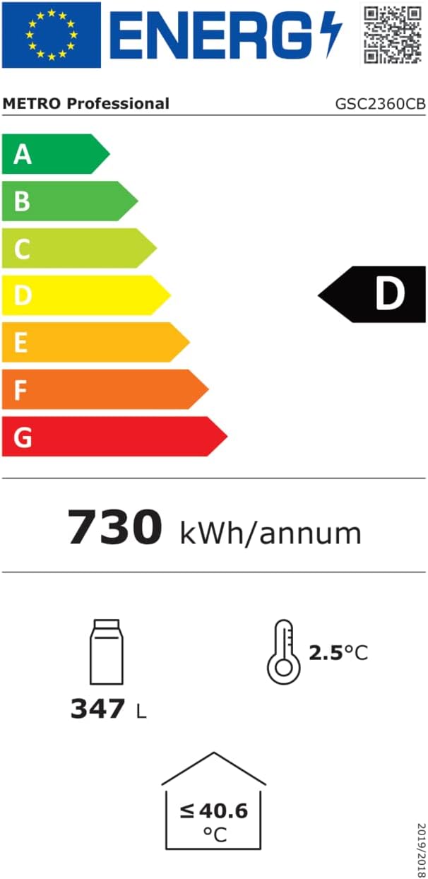 2026 METRO Professional Réfrigérateur à Boissons GSC2360B, Acier/Verre, 62 x 63.6 x 175.3 cm, 347 L, avec Serrure, Noir