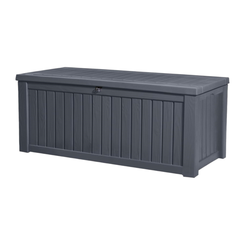 2026 2025 KETER Rockwood 570L – Coffre de Rangement Extérieur Étanche et Résistant, Banc Multifonction, Édition Limitée