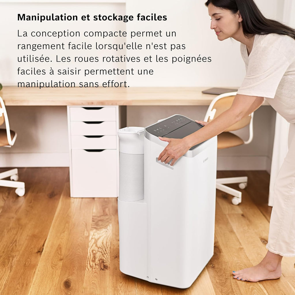 2026 Bosch Cool 4000 Portable AC - 3 en 1 : Climatiseur, Déshumidificateur, Ventilateur - 2,6 kW pour les pièces jusqu'à 35m² - Avec Mode Auto, Mode Silencieux et Mode Veille (48 db (A)) [Classe A+]