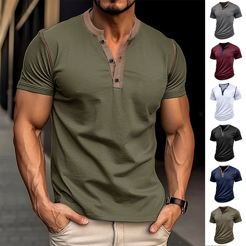 Men's V-Neck Short Sleeve Breathable Summer Polo Shirt Casual - LAKD London