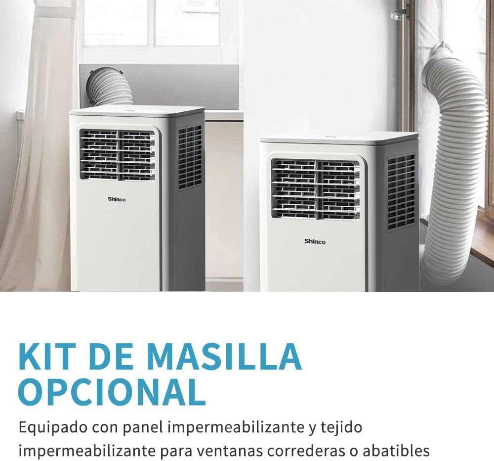 2026 SHINCO Climatiseur mobile, 7000 BTU 2,05kW, Refroidir&Ventilation&Déshumidification, taille de la pièce jusqu'à 54m³(18㎡), Climatiseur mobile avec tuyau d'évacuation et tuyau de vidange, mode sommeil