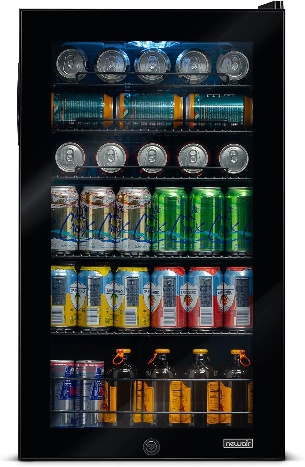 2026 Getränkekühlschrank | Freistehender Kühlschrank für 126 Dosen mit Glastür mit Scharnier rechts | Mini-Getränkekühlschrank, perfekt für Bier, Wein, Limonade und kühlere Getränke