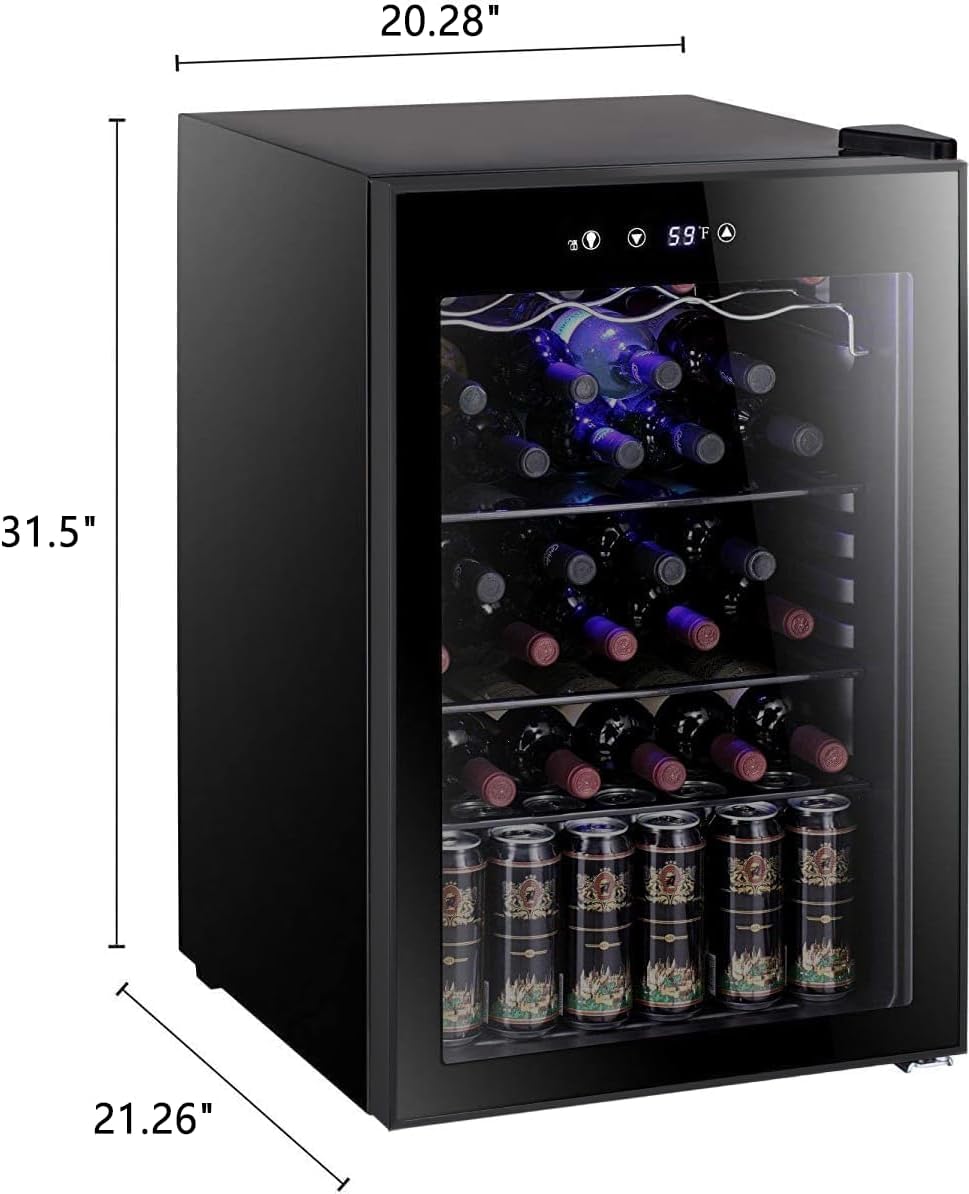 2026 Antarctic Star Weinkühler/-schrank für 36 Flaschen, Getränkekühlschrank, kleiner Mini-Weinkeller, Bier-/Sodabar-Kühlschrank, leiser Betrieb, Kompressor, Temperatureinstellung, freistehend, schwarz, 4,4 Kubikfuß