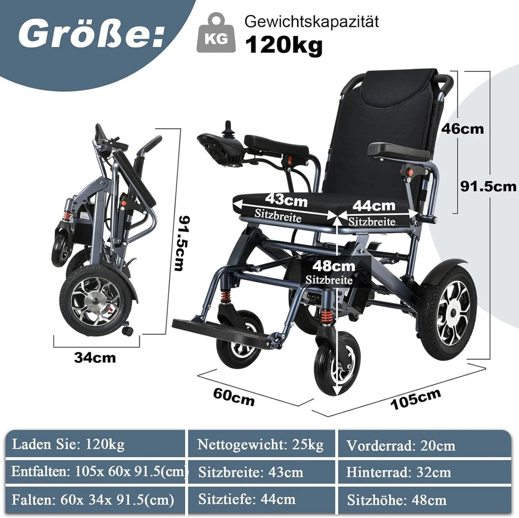 2026 WEYRAL 50cm Breite Sitz Elektrischer Rollstuhl für Erwachsene,mit Schutzhülle, Leichter Elektro Rollstuhl bis 150kg,40km Lange Elektrorollstuhl, Elektro Rollstuhl für Senioren