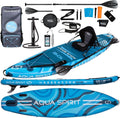 2026 Aqua Spirit SUP Board Aufblasbares Standup Stand Up Paddle Board/Paddel Kajak | 320x81x15cm | Satz mit Paddel, Sitz, Rucksack, Pumpe und weiterem Zubehör | Erwachsene Anfänger/Experten (Blau)