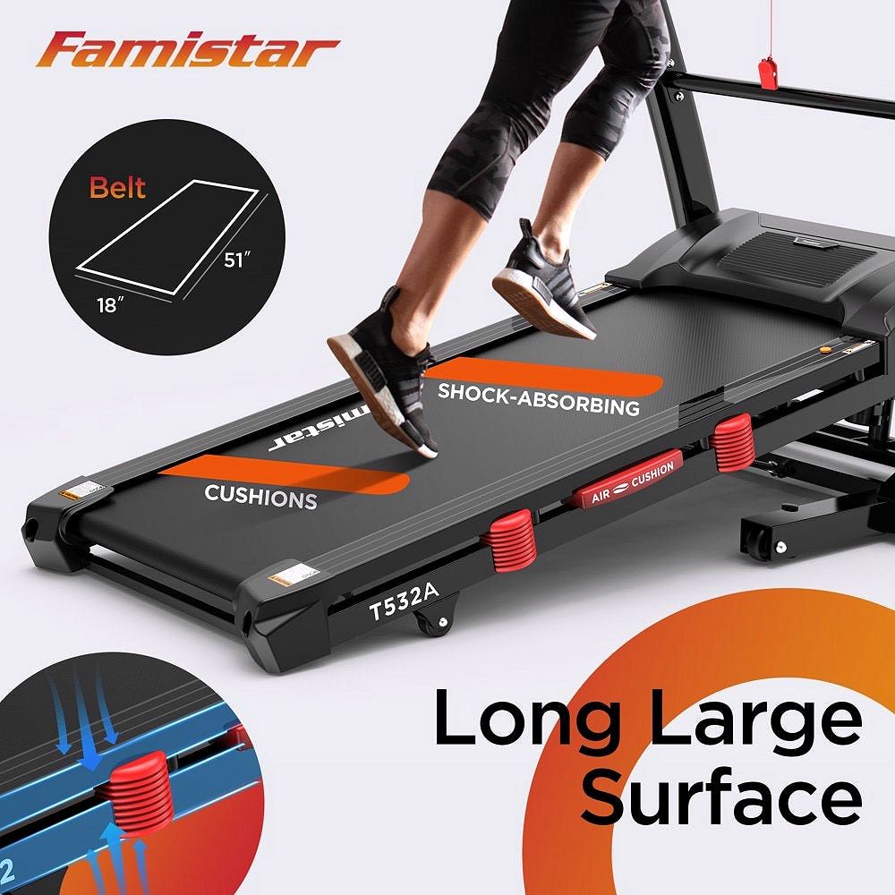 2026 Tapis de course pliable Famistar pour la maison avec inclinaison automatique à 15 niveaux, capacité de 300 lbs, vitesse allant jusqu'à 10 MPH