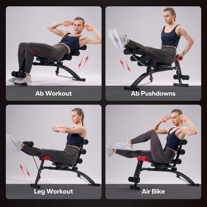 2026 MERACH Multi-Functional Adjustable Ab Machine Workout Bench Sit Up Machine Push Up Exercise Chair for Home Gym