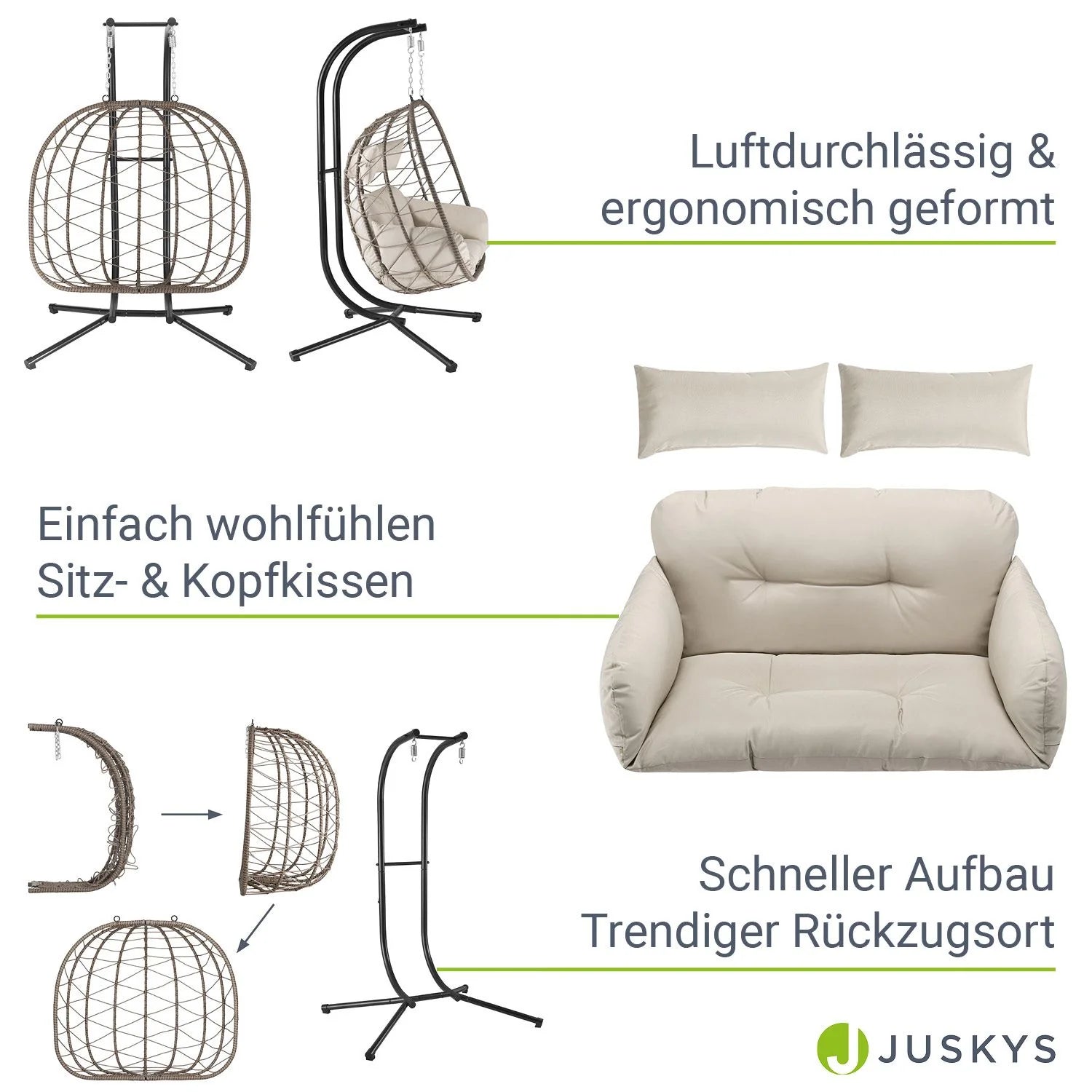 2026 Polyrattan Doppelhängesessel Aria