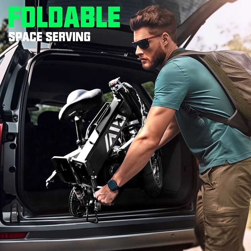 2026 Vélo électrique pliable TST Electric Bike 4.0 à pneus larges – 750 W, batterie 48 V 13 Ah