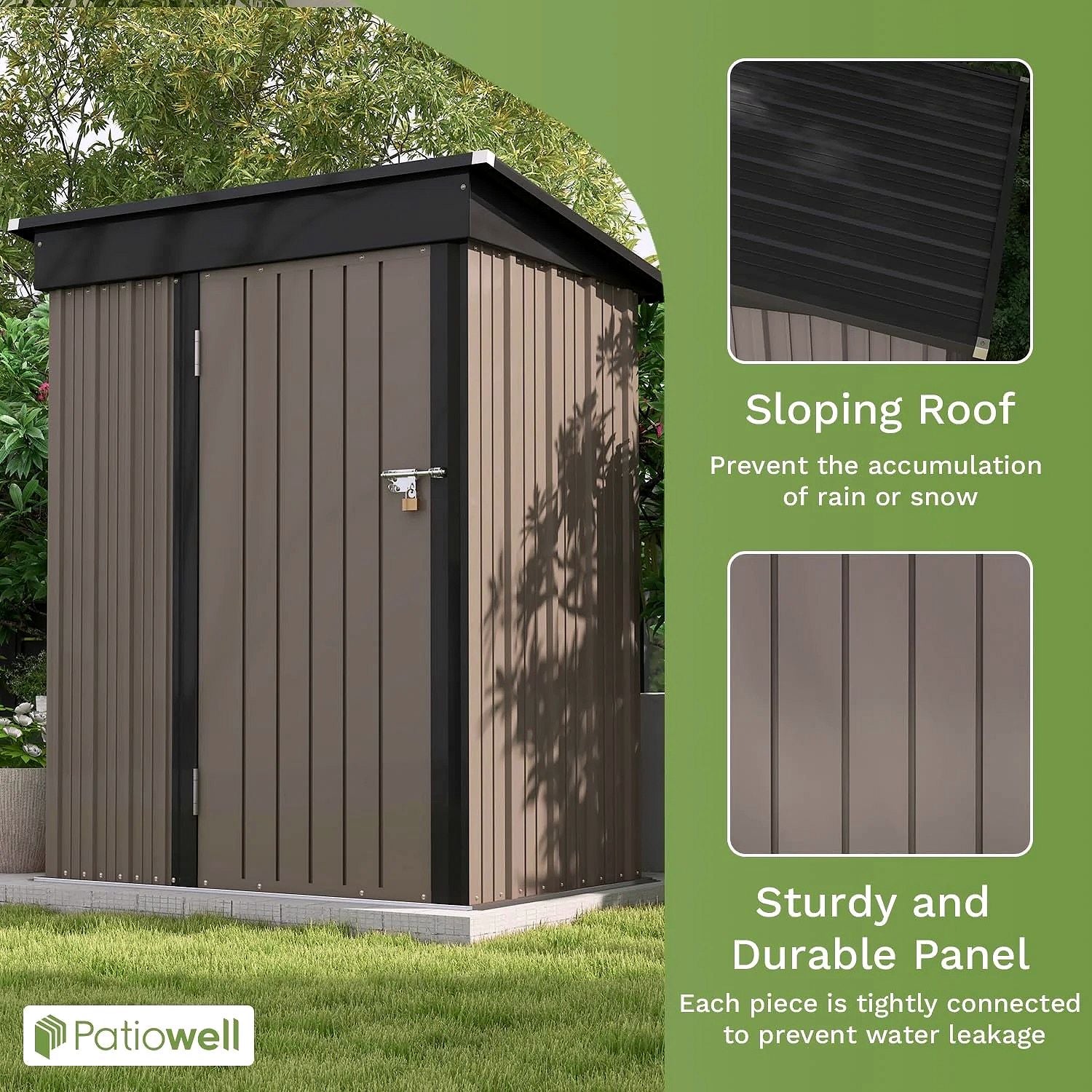 2026 Abri de jardin extérieur Patiowell 5 × 3 ft pour jardin, terrasse et pelouse