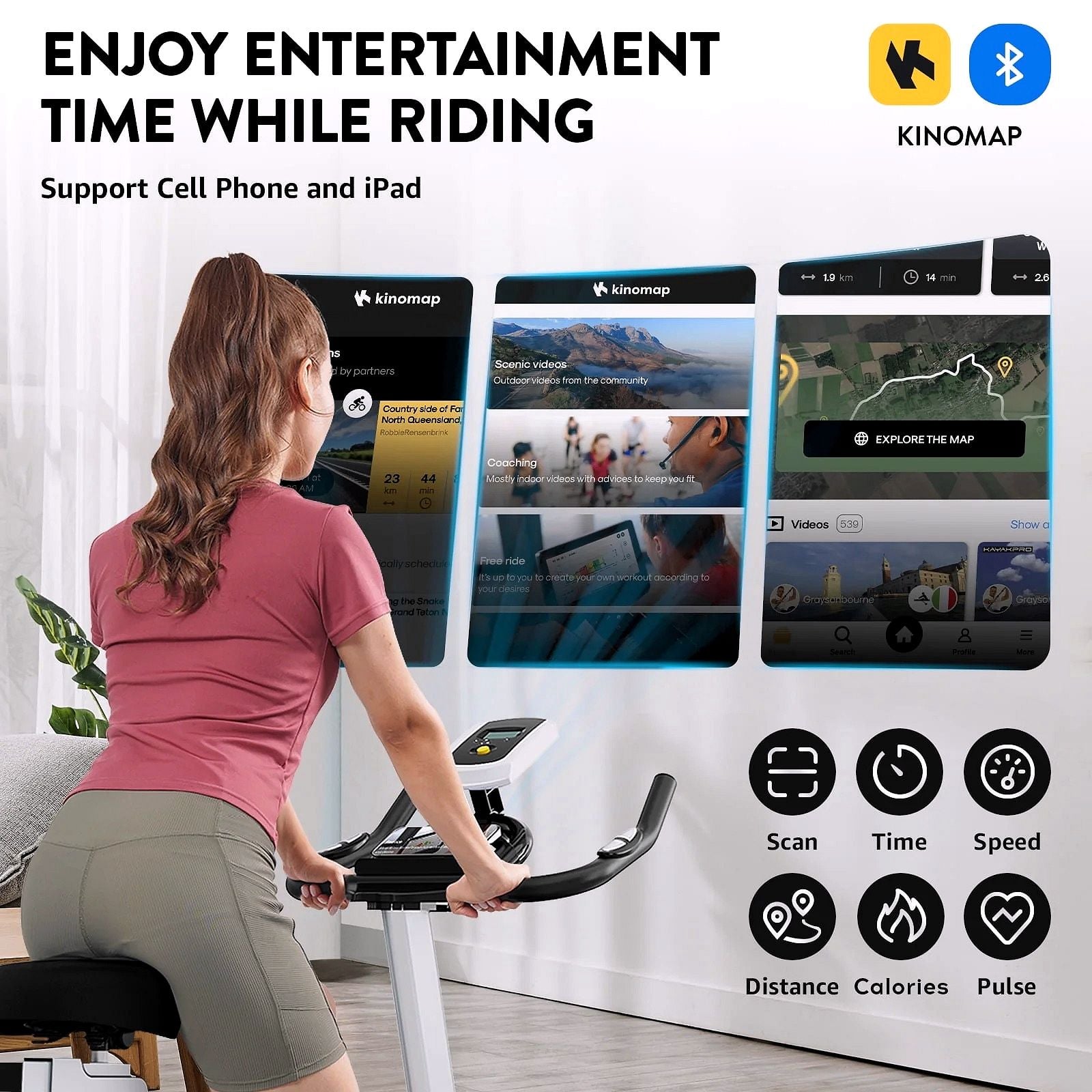2026 Pooboo Vélo de cyclisme en intérieur – Vélo de spinning magnétique pour l’entraînement cardio à domicile