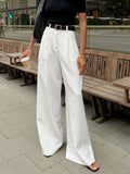Pantalon coupe décontractée high waisted jambes larges tailleur bureau pour femme