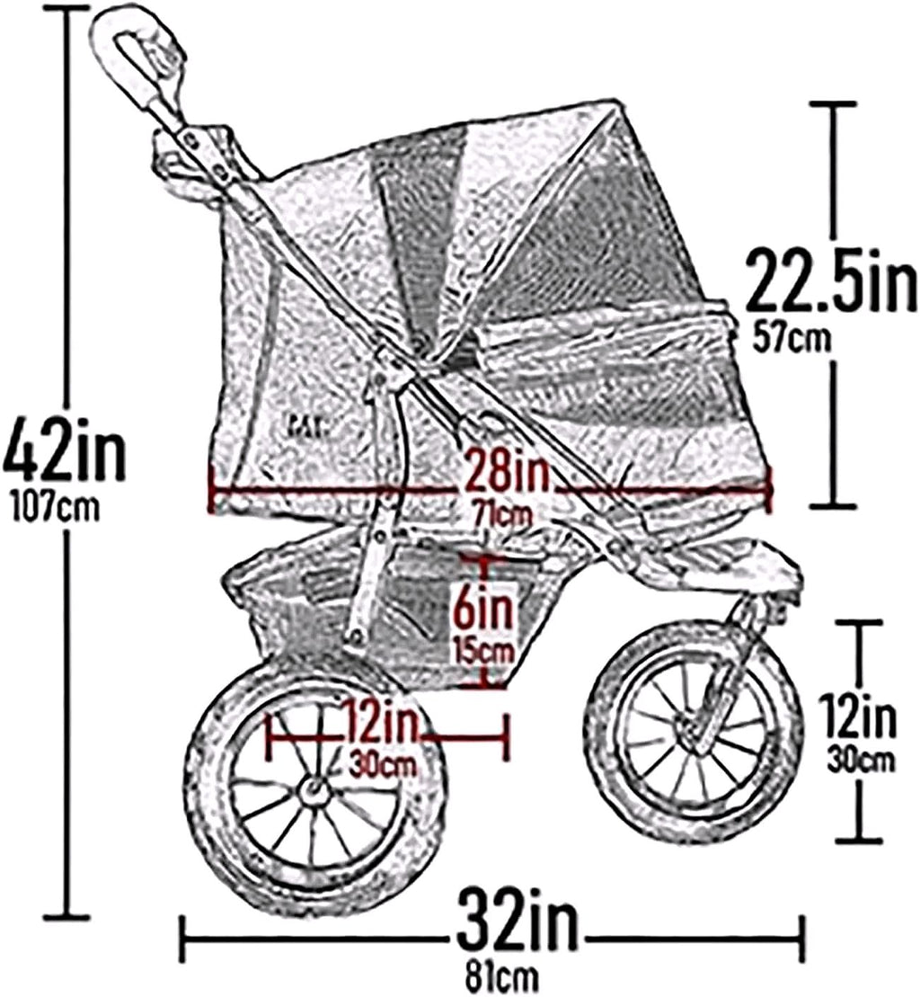 2026 Poussette pour animaux No-Zip NV pour chats et chiens Entrée sans fermeture éclair · Pliage à une main · Roues remplies de gel · Coussin en peluche & protection contre les intempéries inclus · 3 coloris