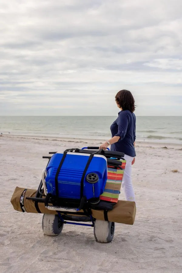 2026 My Beach Cart Heavy Duty Folding Beach Cart with BiMein Strandwagen, robuster, zusammenklappbarer Strandwagen mit großen Rädern und Ballonreifen zum Gleiten über Sandg Wheels and Balloon Tires to Glide Over Sand