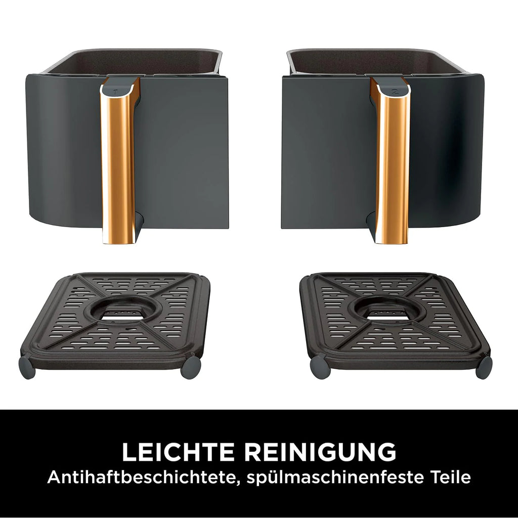 2026 Ninja Foodi MAX Dual Zone Heißluftfritteuse, 9,5L Airfryer, 2 Fächer, mit Zange, Antihaftbeschichtung, spülmaschinenfeste Körbe, 6-in-1, Amazon Exklusiv, Kupfer/Schwarz, AF400EUCP
