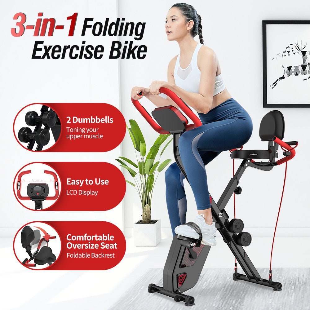 2026 Pooboo 3 In 1 Faltbare Heimtrainer Indoor Cycling Bike Workout 300Lb