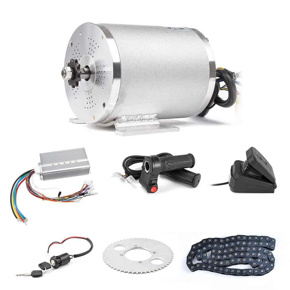 2026 72 V 3000 W bürstenloser Motorsatz mit 24 Mosfet 50 A-Controller und Gashebel für Elektroroller, E-Bike-Motor, Motorrad-DIY-Teileumbausatz (6 Teile in 1 und Motor mit Fuß)