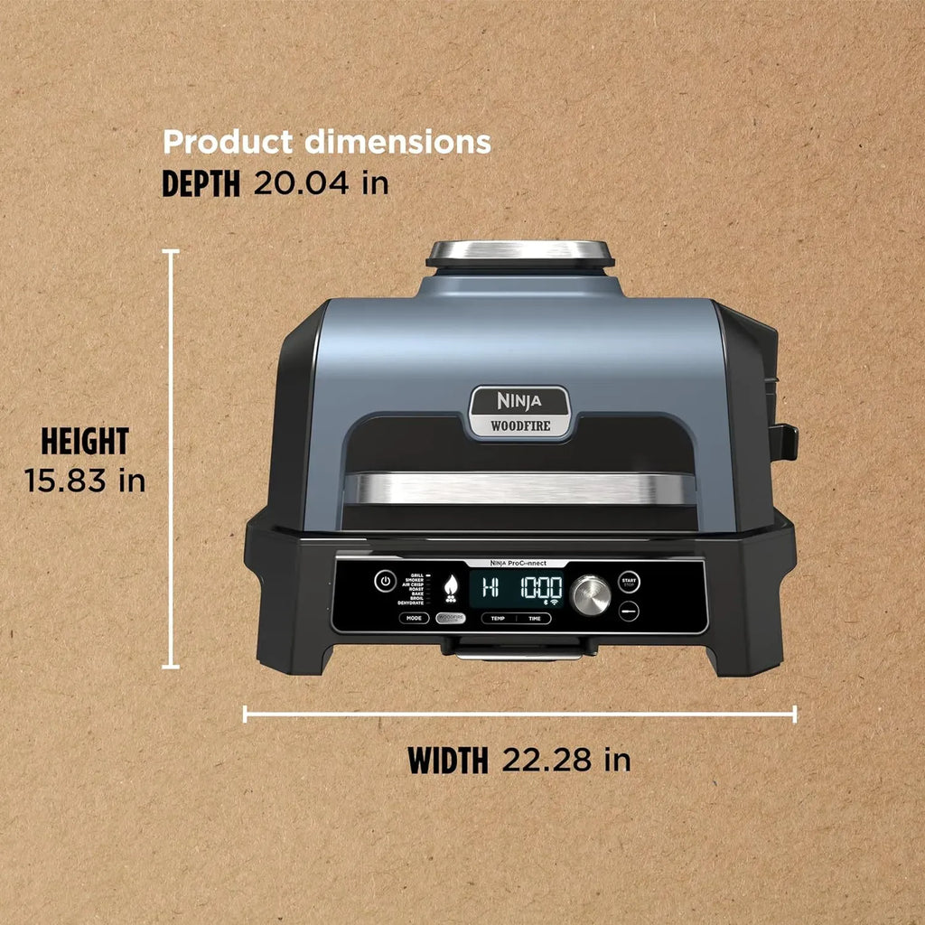 2026 Premium XL Outdoor-Grill & Smoker, Bluetooth, App-fähig, 7-in-1 Master Grill, BBQ-Smoker, Outdoor-Heißluftfritteuse, Woodfire-Technologie, 2 eingebaute Thermometer, Schwarz