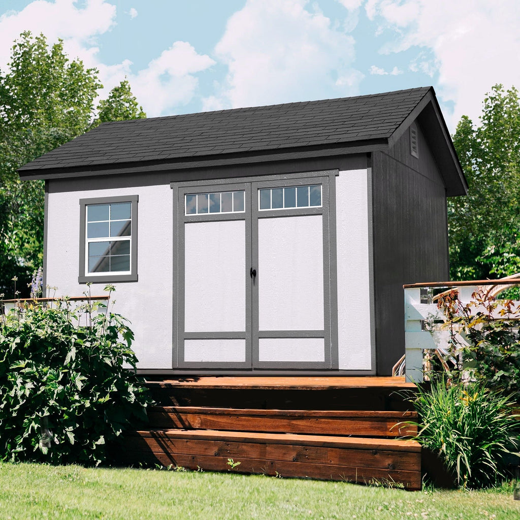 2026 Abri de jardin en bois Beachwood 10 × 12 ft avec plancher – Grand espace de rangement extérieur