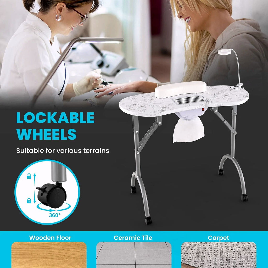 2026 Table de manucure portable LDAILY avec aspirateur électrique de poussière