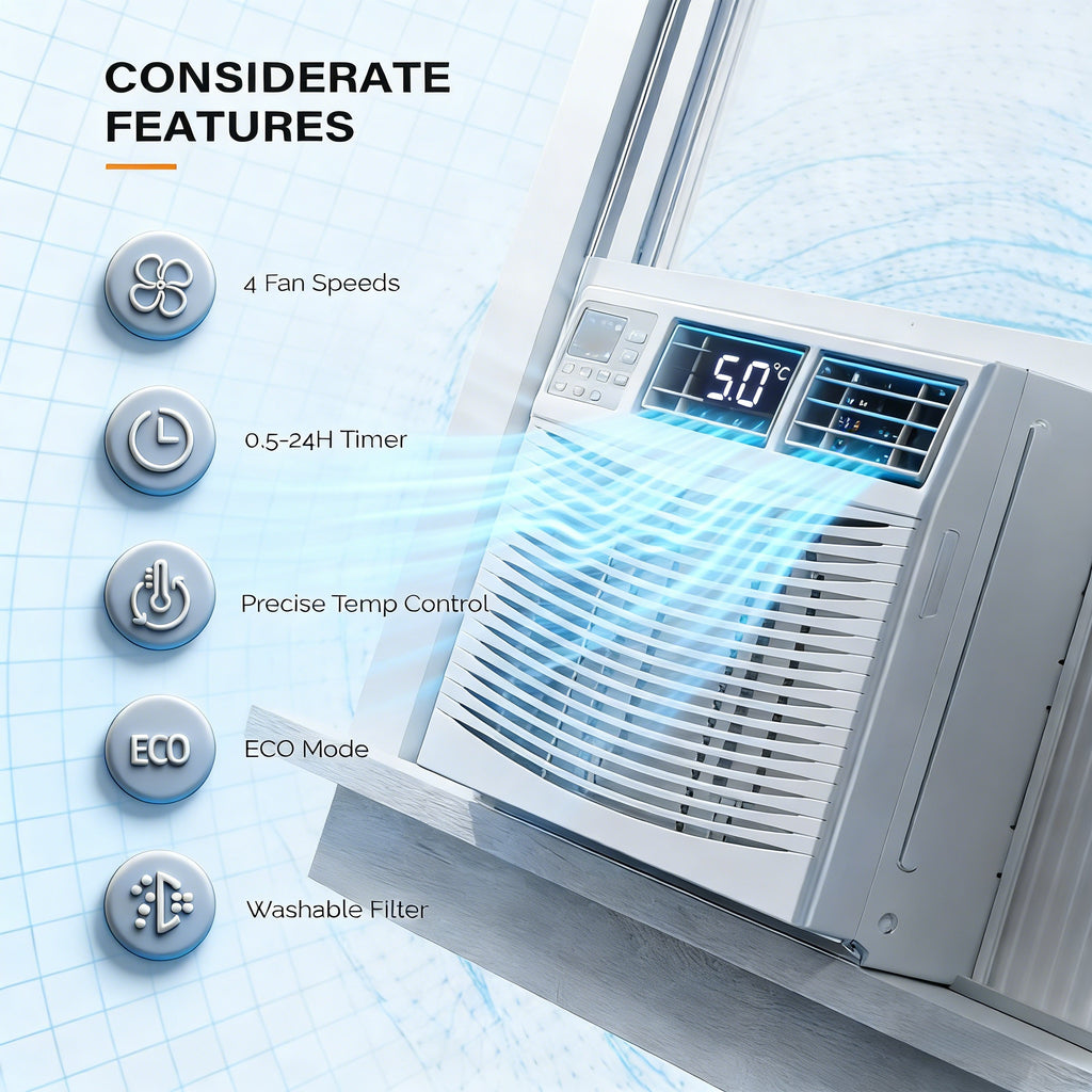 2026 8,000 BTU 115V Window Air Conditioner with Heat & Wifi/APP & Install Kit