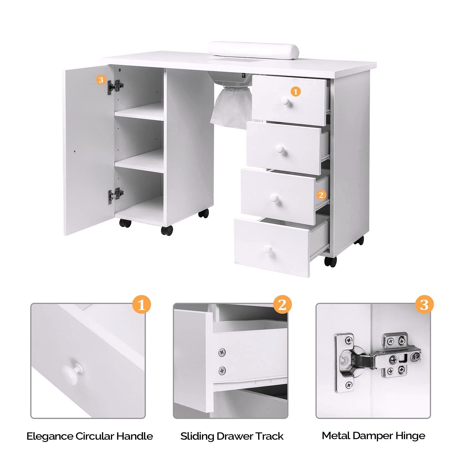 2026 Table de Manucure OmySalon avec Aspirateur Électrique Intégré (Système d’Aspiration Downdraft)